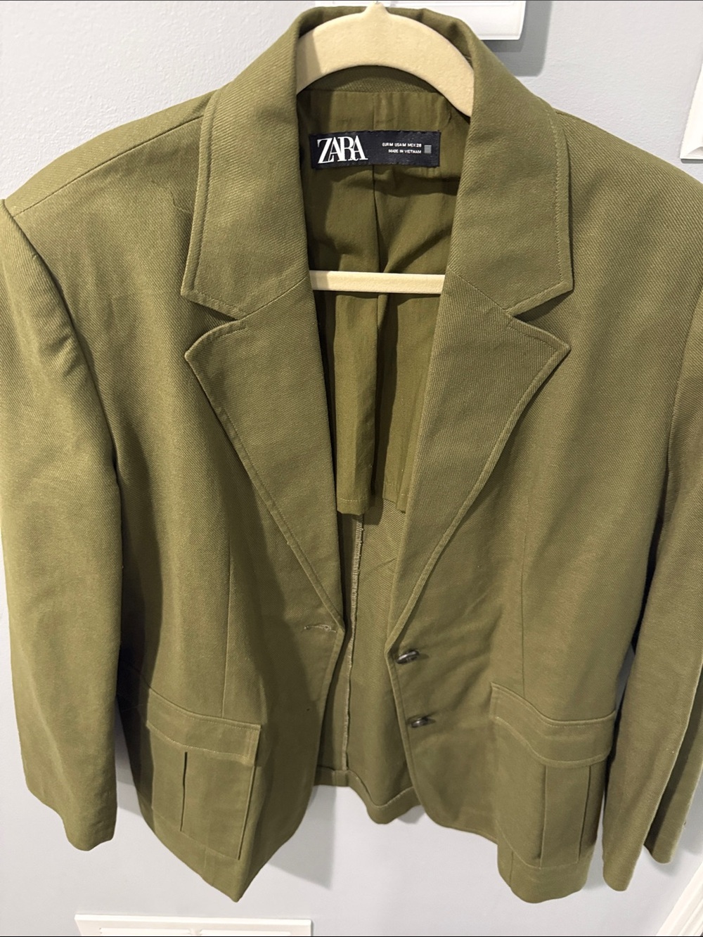 ZARA Olive Green Single-Breasted Blazer - Picture 4 of 5